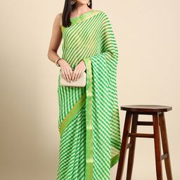 HERE&NOW Leheriya Pure Chiffon Saree-21
