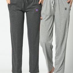 VIMAL JONNEY Women Pack Of 2 Solid Lounge Pants-17