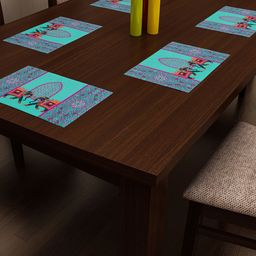 SEJ by Nisha Gupta Set of 6 Green & Pink Printed Table Placemats-28