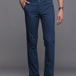 Louis Philippe Sport Men Blue Textured Comfort Slim Fit Regular Trousers-picture-36