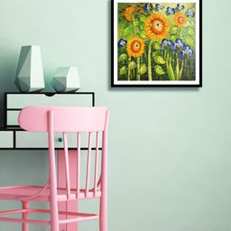 999Store Multicoloured Hand-Painted Floral Wall Painting-74