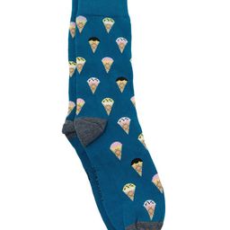 Mint & Oak Men Blue & Beige Patterned Calf-Length Socks-46