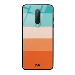 DailyObjects Orange & Blue Striped Trio Quin OnePlus 8 Glass Case-41