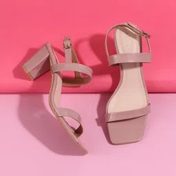 Metro Open Toe Block Heels With Backstrap-12