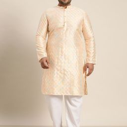 SOJANYA PLUS Men Plus Size Embroidered Regular Kurta With Pyjamas-47