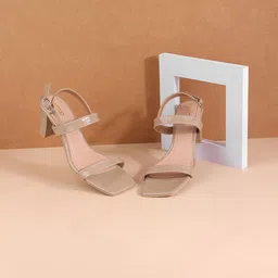 Metro Open Toe Block Heels With Backstrap-2