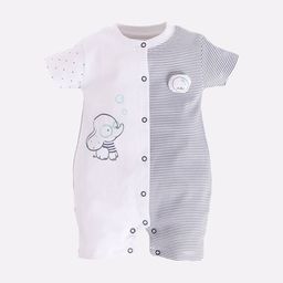 BABY GO Infant Boys White & Black Printed Pure Cotton Rompers-image-21