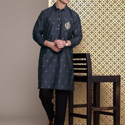 House of Pataudi Ethnic Motifs Printed Embroidered Jashn Kurta-picture-26