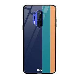 DailyObjects Navy Blue & Orange Vertical OnePlus 8 Pro Glass Mobile Case-30