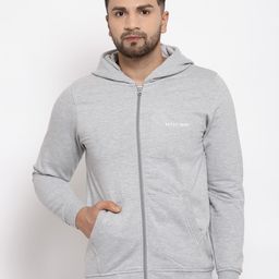Kalt Men Grey Melange Hooded Sweatshirt-image-21