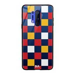 DailyObjects Blue & Red Quartet Checks 3 OnePlus 8 Pro Glass Case-2