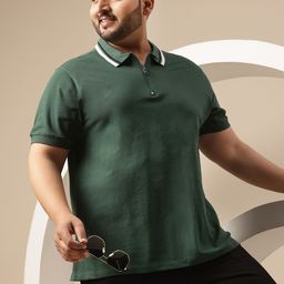 Sztori Plus Size Pure Cotton Regular Fit Polo Collar T-shirt-image-75