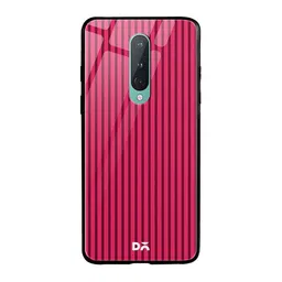 DailyObjects Pink & Burgundy Stripes OnePlus 8 Glass Case-58