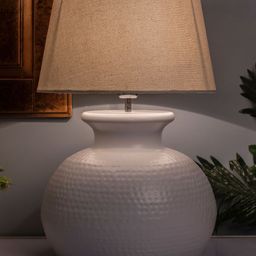 Homesake White & Grey Solid Handcrafted Bedside Standard Lamp-26