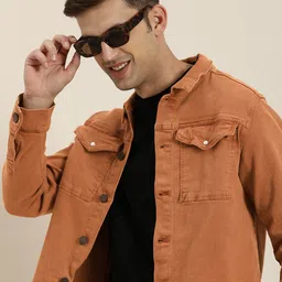 HERE&NOW Solid Regular Denim Trucker Jacket-image-99