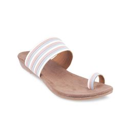 Mochi Women White & Pink Striped Sandals-31