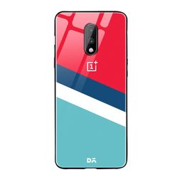 DailyObjects Red & Blue Winter Angles OnePlus 7 Glass Case-1