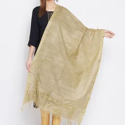 Clora Creation Beige & Gold-Toned Solid Dupatta-52