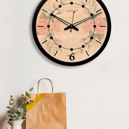 RANDOM Beige & Peach-Coloured Round Printed 30.4 cm Analogue Wall Clock-48