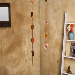 Unravel India Set of 2 Multicoloured Leather Puppetry Butterfly Door Hanging-27