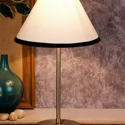 Devansh White Solid Traditional Table Lamp with Shade-2