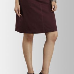 FableStreet Women Maroon Solid A-Line Skirt-image-95