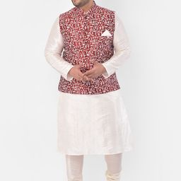 DEYANN PLUS Men Red & White Solid Kurta with Churidar-15