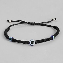 EL REGALO Unisex Black Handcrafted Evil Eye Beaded Charm Bracelet-32