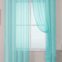 URBAN SPACE Turquoise Blue Set of 2 Window Curtain-42
