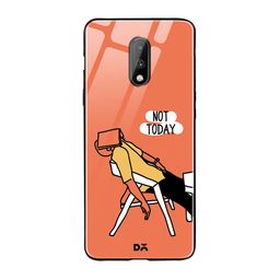DailyObjects Peach-Coloured & Yellow Not Today OnePlus 7 Glass Case-16