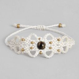 EL REGALO Unisex White & Black Beaded Macrame Handcrafted Wraparound Bracelet-25