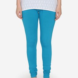 Vami Women Turquoise Blue Solid Churidar Length Leggings-image-70