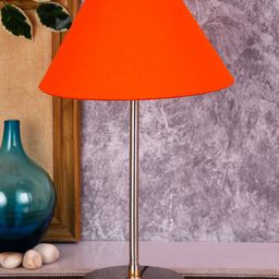 Devansh Orange & Silver-Toned Solid Traditional Bedside Standard Lamp-12