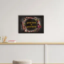 eCraftIndia Black & Mustard Yellow Food Quote Satin Matte Texture UV Wall Painting-image-30