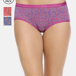 Red Rose Women Pack Of 3 Assorted Hipster Briefs-image-66