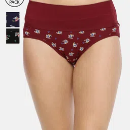 Red Rose Women Pack Of 3 Assorted Basic Briefs Monal Print-M-image-84