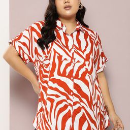 Qurvii+ Plus Size Comfort Animal Printed Casual Shirt-61