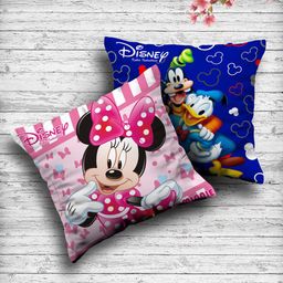Kuber Industries Set Of 2 Disney Printed Reversible Cushions-46