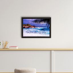 eCraftIndia Blue Alluring Sea Waves View Satin Matte Wall Art-14