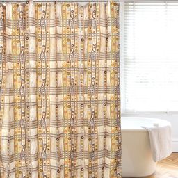 Clasiko Unisex Beige & Brown Printed Shower Curtains With Hooks-29