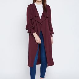 Hypernation Maroon Solid Open Front Shrug-17