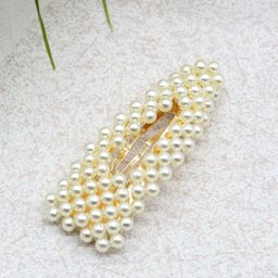 JOKER & WITCH Women White & Gold-Toned Beaded Tic Tac Hair Clip-14