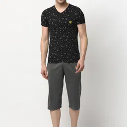 VIMAL JONNEY Men Black & Grey Printed Night suit-image-32
