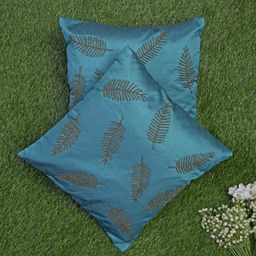 Alina decor Teal & Tan Set of 2 Embellished Square Cushion Covers-image-60