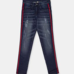 Instafab Boys Navy Blue Regular Fit Mid-Rise Mildly Distressed Jeans-17
