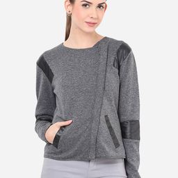 Porsorte Women Grey Solid Sweatshirt-image-23