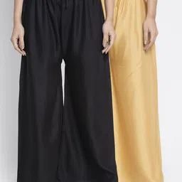 GRACIT Women Black Solid Flared Palazzos-image-56