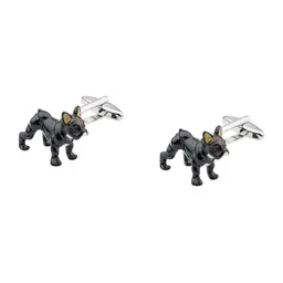 The Tie Hub Black & Silver-Toned Dog Cufflinks-image-31