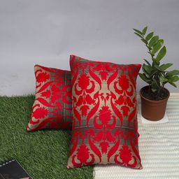 Alina decor Red & Black Set of 2 Ethnic Motifs Rectangle Cushion Covers-46