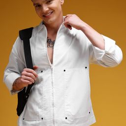 HERE&NOW Pure Cotton Twill Zippered Shirt-image-86